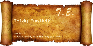 Toldy Euniké névjegykártya